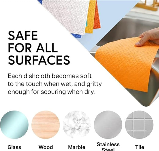 Swedish Dishcloths – 10 Pack Super Absorbent Eco-Friendly Cleaning Cloths | Reusable Biodegradable Kitchen Towels for Dishes, Counters & Household Use