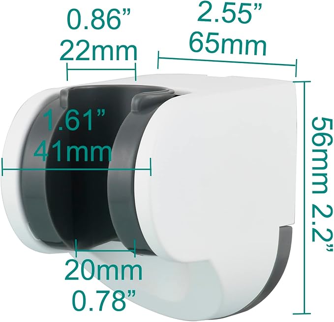 Tecmolog White Shower Bracket Wall Mount Plastic Shower Head Holder for Hand Held, ST01W