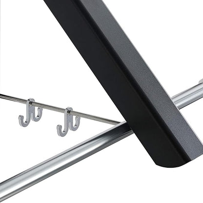 Folding Wall Mounted Drying Rack,Retractable Clothes Hanger, Aluminum Drying Coat Racks for Home Storage Organiser Space Saver with 2 Hooks - Black