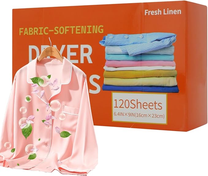 Fabric Softener Sheets, Delicate Fabric Care, 1 Box (120pcs), Laundry Softening Sheet, Static Reducing Sheets, Long Lasting Fragrance, For Dryer Apartment Washer Laundry