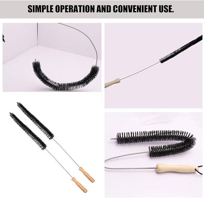PRETYZOOM Washing Machine Cleaning Brush with Long Wooden Handle 2pcs Dryer Vent Cleaner Brush for Home Laundry Tub and Duct Cleaning