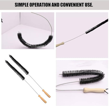 PRETYZOOM Washing Machine Cleaning Brush with Long Wooden Handle 2pcs Dryer Vent Cleaner Brush for Home Laundry Tub and Duct Cleaning