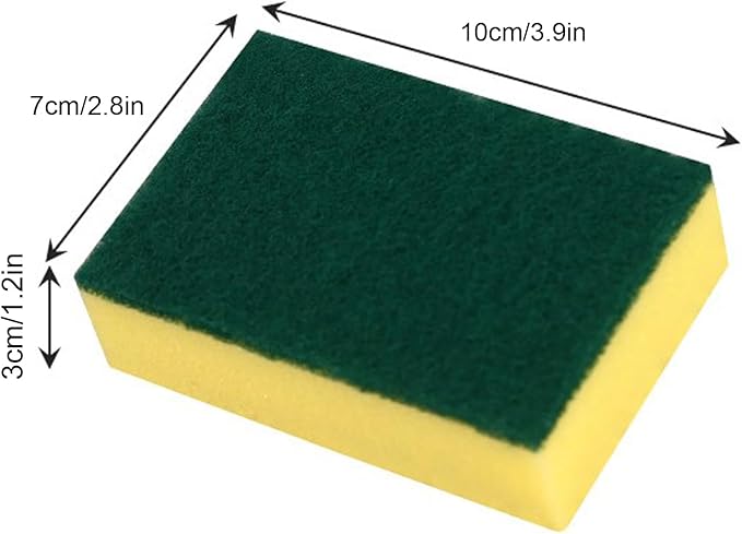 Double Sided Cleaning Sponge, Strong Absorbent Heavy Duty Scrub Sponge Non Scratching Reusable Dish Cleaning Scrub Sponge for Household Kitchen Bathroom