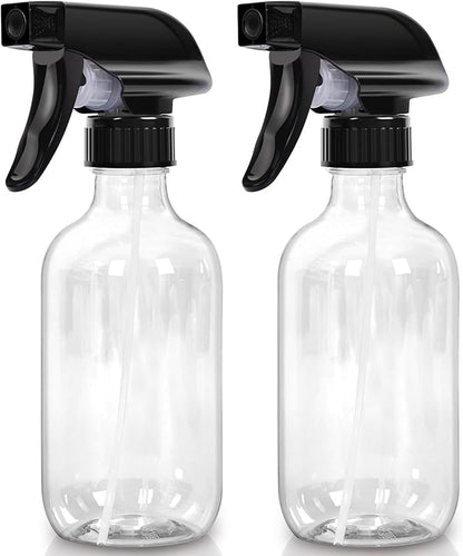 Cleaning Spray Bottles for Plants Misters for Inside, 2 Pack 10 oz Squirt, Water Spray Bottle Mist Sprayer, No Leak Hair Mister Empty with Adjustable Nozzle (Transparent)