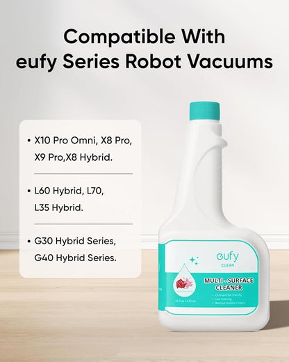 eufy RoboVac Hard Floor Cleaning Solution (2 Bottles), Dilution Ratio 1:200, 473 ml, Floor Cleaner, Eco-Friendly, Plant-Based,Compatible with Omni C20, X8 Pro, X10 Omni, G series, L Series (Pack of 2)