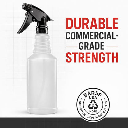 Bar5F Spray Bottles, 24oz, 3 Pack, Chemical-Resistant, BPA-Free, Compatible with Vinegar, Rubbing Alcohol, Cleaning Solutions, Non-Toxic HDPE Bottle for Plants, Pet, BBQ, Auto Detailing, Made in USA
