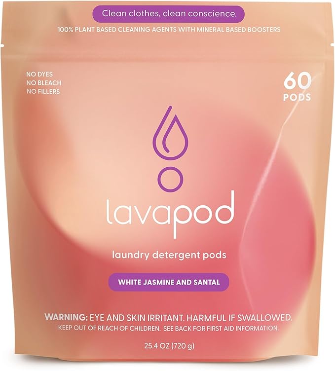 Luxury Laundry Pods - Plant-Based Detergent with Premium Fragrance | Biodegradable PVA Film | Made in USA | 60 Count (White Jasmine & Santal)