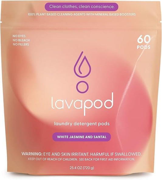Luxury Laundry Pods - Plant-Based Detergent with Premium Fragrance | Biodegradable PVA Film | Made in USA | 60 Count (White Jasmine & Santal)