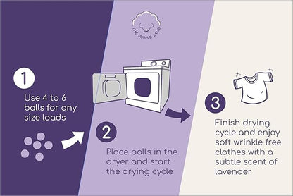 The Purple Lamb Scented Wool Dryer Balls Laundry – Lavender Infused - Antistatic Dryer Ball - XL 4 Pack - 100% Organic Fabric Softener - Shorten Drying time - Handmade in Nepal (4 Pack)