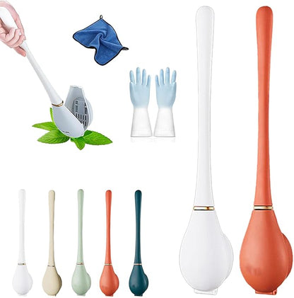 Modern Flexible Silicone Toilet Caspa for Home, Modern Home Flexible Silicone Toilet Brush, Wall Mounted Silicone Toilet Brush and Holder Set with Dispenser, Automatic Opening & Closing (2-BE)