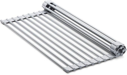 HIC Kitchen Silicone Over-Sink Roll-Up Dish Drying Rack, Reinforced Heat Safe Silicone, 17.25 x 13-Inches
