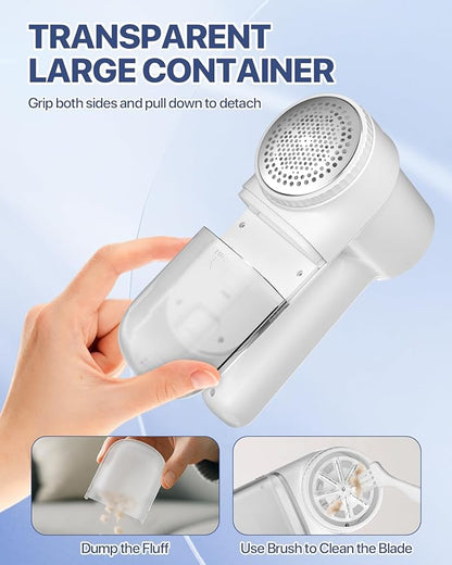 Lint Remover Rechargeable Fabric Shaver : 3-Speeds Sweater Shaver with LED Display & LED Light,3 Extra Blades, Type-C Cable, Lint Remover for Clothes & Furniture, Birthday Gifts for Women