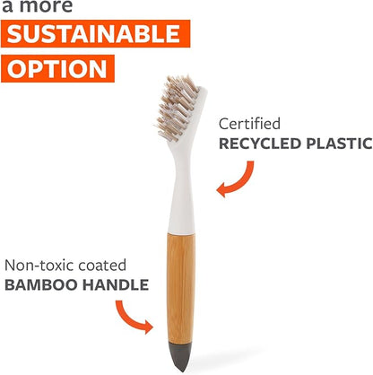 Full Circle Micro Manager, Deep Cleaning Brush for Crevices, Shower, & Grout, Tough Bristles, Sustainable Bamboo Handle, 2-Pack