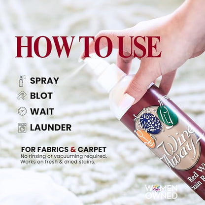 Wine Away Red Wine Stain Remover - Perfect Fabric Upholstery and Carpet Cleaner Spray Solution - Removes Wine Spots - Wine Out - Spray and Wash Laundry to Vanish Stain - 12 Ounce, Set of 3