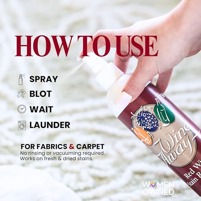 Wine Away Red Wine Stain Remover, 12oz - Removes Wine Spots, Perfect Fabric Upholstery & Carpet Cleaner Spray Solution, Spray on Stain Wash & Resolve Laundry to Vanish Stain, Citrus Scent (Pack of 2)