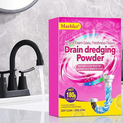 Sink and Drain Cleaner Powder | Fast-Acting Foaming Portable Powerful Powder Pipe Dredge Cleaning for Kitchen, Bathroom, Toilet, Shower Drain Maintenance(6 Unit Pack)