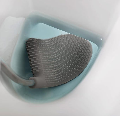 Joseph Joseph Flex Lite Silicone Toilet Brush with Slimline Holder Set, Flexible Head, drip, Anti-Clog deep Clean - Gray/White