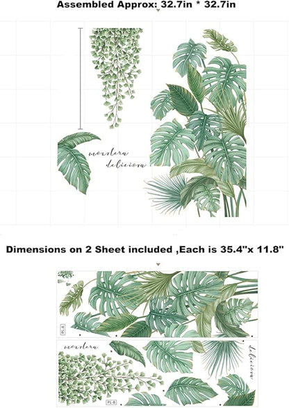 3D Wall Stickers DIY Flower Wall Decal Removable Waterproof Wall Art Decor for Bedroom Living Room Offices Home Decoration (Green Plant)
