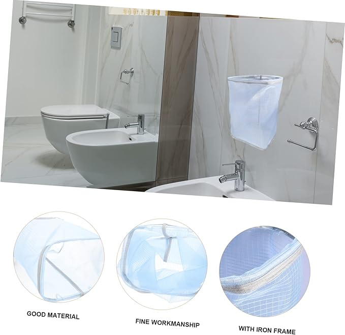 Laundry Basket Wall-mounted Folding Nylon Iron Easy Clean Storage for Bathroom Clothes Organizer