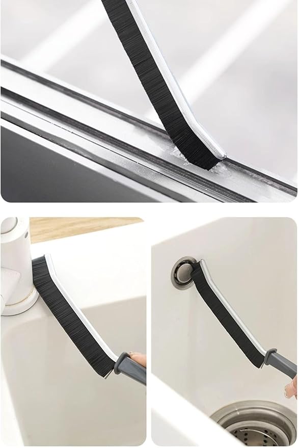 Multi-Functional Window Track Cleaner - Window Groove Cleaning Brush Tools with Corner Scraper & Detachable Brush, Portable for Crevice - Sill Scrub Brush Tool for Bathroom, Kitchen Tiles, Door Slots