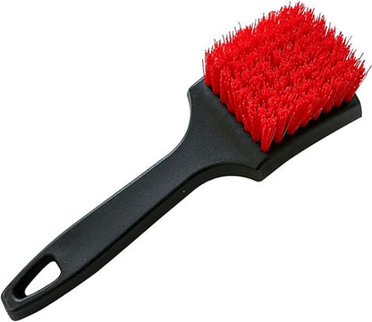 8.3" Car Tire Wash Brush, Carpet Cleaning and Scrub Brush for Floor Mats, Car Detailing Brushes Hard Bristles Wheel Brush for Car Interior and Home, Wheels, Rims, Motorcycles, Bicycles (Red)