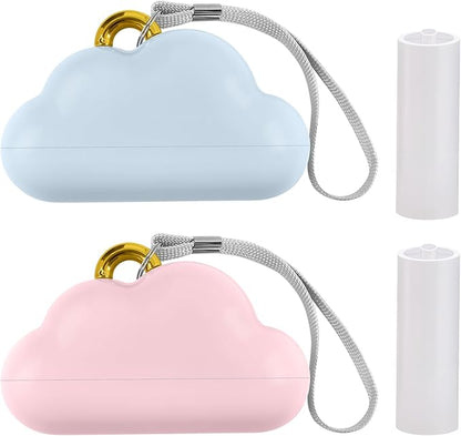 Travel Mini Lint Roller 2 Pack - Portable, Reusable & Washable Sticky Roller with 2 Extra Refills - Pet Hair Remover for Clothes, Purse, Car, Home - Pink and Blue