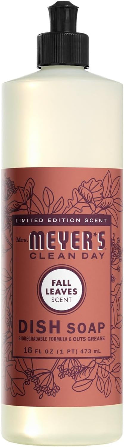 Mrs. MEYER'S CLEAN DAY Liquid Dish Soap 3 Pack Variety, Acorn Spice, Apple Cider, Fall Leaves, 16 OZ Each, 1 CT
