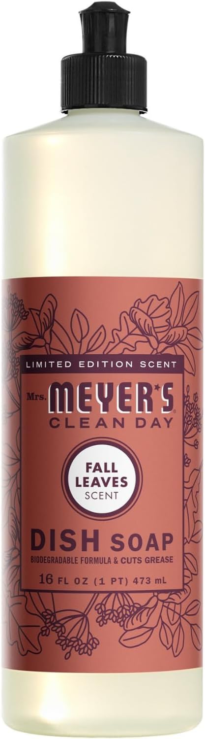 Mrs. MEYER'S CLEAN DAY Liquid Dish Soap 3 Pack Variety, Acorn Spice, Apple Cider, Fall Leaves, 16 OZ Each, 1 CT
