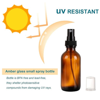 NOOEEISS Amber Glass Small Spray Bottle 2 oz 48 Packs,Fine Mist Sprayer Small Clear Bottles,Refillable Containers mini spray bottles for Cleaning Solutions and Skin Care (Amber 48pcs)