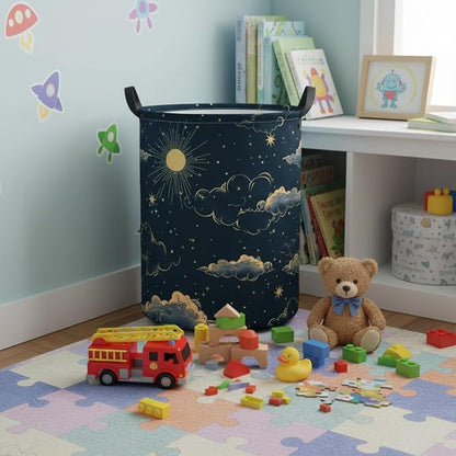 Baby Laundry Hamper kids laundry Basket Waterproof Storage Bin for Bedroom Toy Clothes Organizer Basket Woodland Animals Room Décor(Stars)