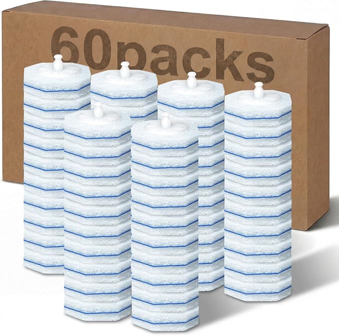 60 Count Toilet Wand Cleaner Refills for Clorox, 5X Cleaning Power Disposable Prefilled Toilet Cleaning Scrubbers, No Falling Apart, Fresh Fragrance