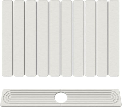 Stone Drying Mat for Kitchen Counter, 24"x16" Water Absorbing Dish Drying Mat with 24"x4" Faucet Mat for Kitchen Sink, Diatomaceous Earth Quick Dry Stone Mats for Dishes Bottles Cups (Off White)
