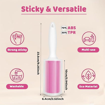 Washable Gel Lint Roller 2 Pack, Reusable Sticky Lint Roller Portable Pet Hair Remover Cleaner for Clothes, Travel, Home, Large with Cover