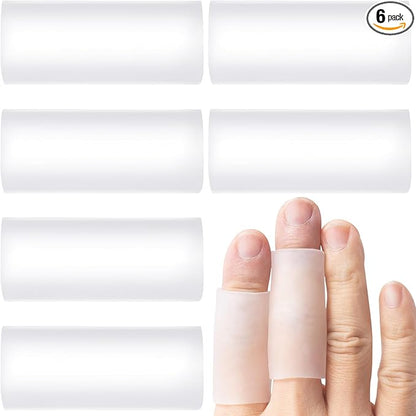 PAGOW 6pcs Silicone Finger Sleeves, Gel Finger Cots, Finger Support Protectors, Finger Covers Finger Caps for Arthritis Cracking Trigger Finger Pain Relief