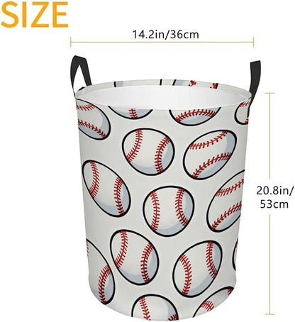 Kids Laundry Hamper Basket - Large Nursery Baby Hamper with Handle for Boys Girls Collapsible Clothes Baskets Organizer Toy Storage Bin Room Decor(Baseball)