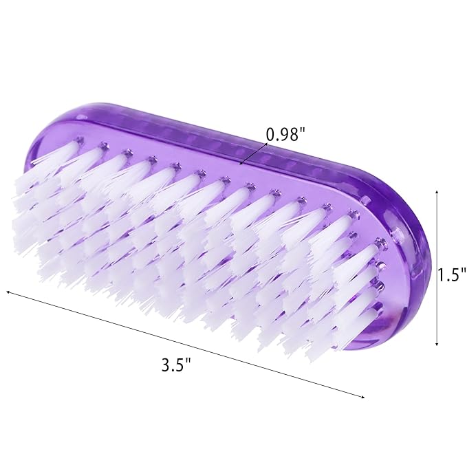 Nail Cleaning Brushes Plastic for Fingernails 2-Sided Non-Slip Brush Nail Brushes 4 Pack(Pink and Purple)