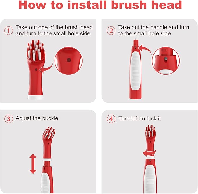 SOARING Rechargeable Electric Cleaning Brush with 4 in 1 Multiple Brush Heads,Indoor Household Cordless Motorized Brush for Bathroom Toilet Kitchen Tile Crevice (White & Red)