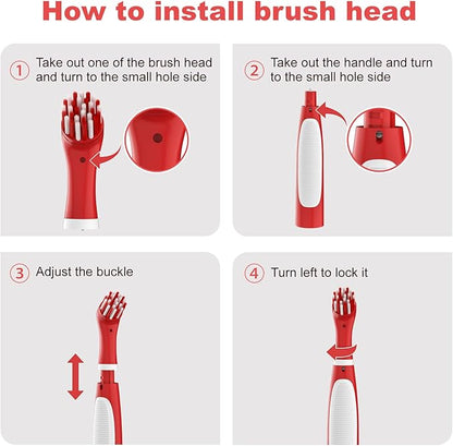 SOARING Rechargeable Electric Cleaning Brush with 4 in 1 Multiple Brush Heads,Indoor Household Cordless Motorized Brush for Bathroom Toilet Kitchen Tile Crevice (White & Red)