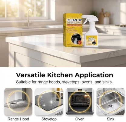Kitchen Heavy Oil Cleaner Spray, Heavy Duty Kitchen Degreaser Spray, Foaming Oil Cleaner for Stove, Oven & Countertops, Multi-Surface Grease Remover for Appliances (2pcs)