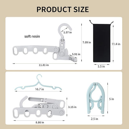 1Pcs Clothes Drying Rack Foldable and 5 Pcs Travel Hangers and 1pcs Organizer Bag,Foldable Design Doesn't take up Much Space, Great Combo for Travel/Hotel/Cruise.