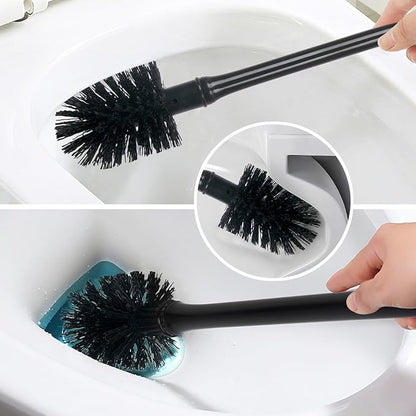 CELOX Black Toilet Plunger and Brush Set with Holder for Bathroom, 1 Set,Silver-Black