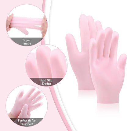 Sibba 2 Pairs Silicone Moisturizing Gloves Spa Gel Hydrating Gloves Women's Hand Care Gloves, Anti Slip Aloe Lotion Gloves for Repairing Dry Hand, Calluses, Cracked Heels and Softening Rough Skin