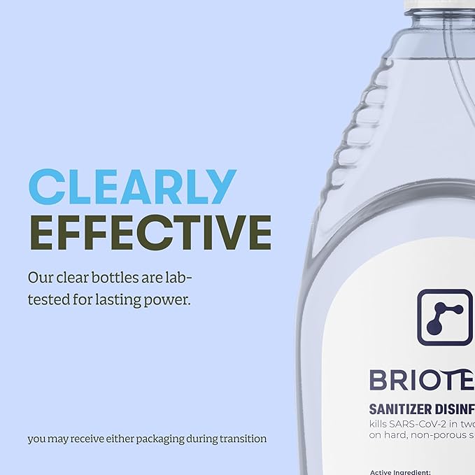 BRIOTECH Sanitizer Disinfectant Hypochlorous, Kill 99.99% of Viruses & Bacteria, Control Mold, Eliminate Odor, Gentle for Nursery & Play Rooms, Food Contact Surface Sanitizer, 1 Gallon Refill (4 Pack)