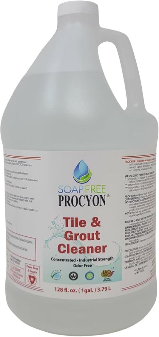Procyon Tile & Grout Cleaner - Professional, Pet-Safe, Eco-Friendly Concentrated Cleaning Solution for Tile, Bathrooms, Ceramic, Concrete - Indoor/Outdoor Cleaning (128 Oz)