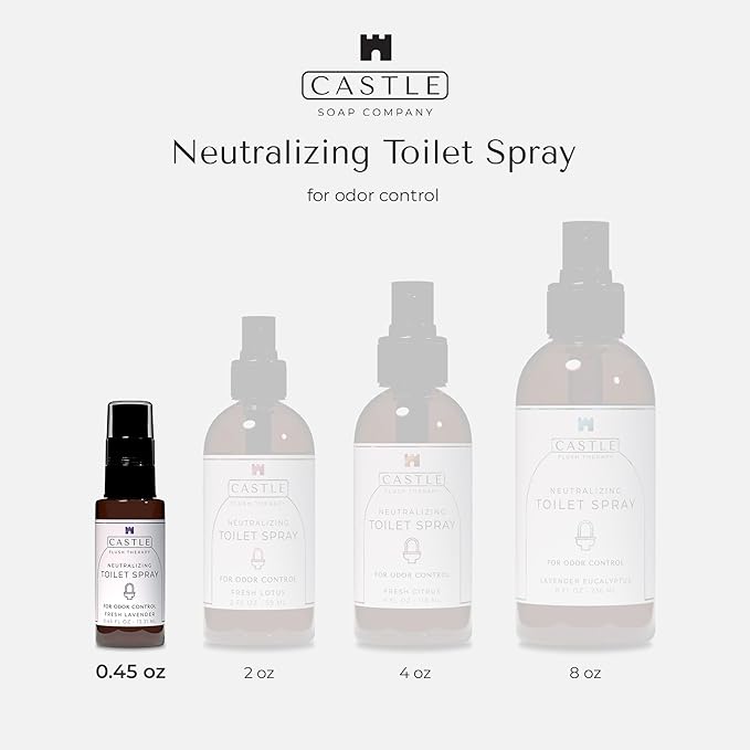 Castle Flush Therapy Neutralizing Toilet Spray | Odor Control: Mist Over the Water Surface, Go, Then Flush | Bathroom Freshening | Neutralizes Odors at the Source | Fresh Lotus | 0.45 oz (2 Pack)