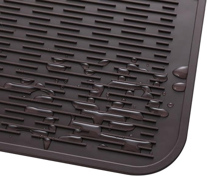 MicoYang Silicone Dish Drying Mat for Multiple Usage,Easy clean,Eco-friendly,Heat-resistant Silicone Mat for Kitchen Counter or Sink,Refrigerator or Drawer Liner Coffee 3XL 28 inches x 18 inches