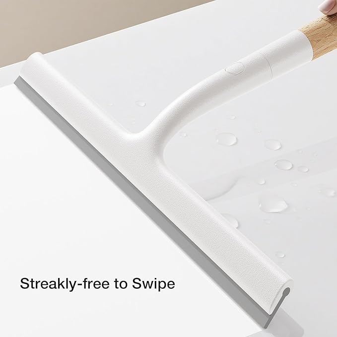 Silicone Shower Squeegee for Glass & Doors, Diveotree Multi-Purpose Squeegee for Bathroom Shower/Windows/Glass/Door, Heavy Duty Scrubber for Car Windshield Cleaning (White, 2pack)