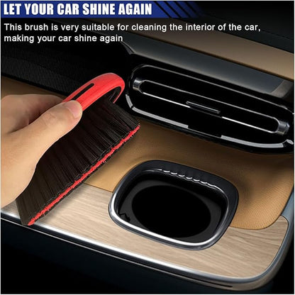 Carpet and Upholstery Cleaning Brush, Hanging Hole Car Cleaning Brush, Leather Seat Brush, Car Detailing Carpet Brush for Car Interior and Home, Fits Scrubbing Couch, Clothes, Tile (Red)