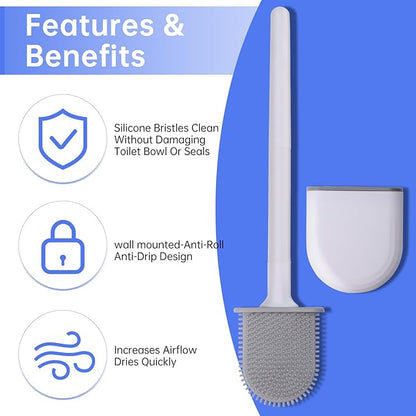 RV Toilet Bowl Brush, Toilet Brush Silicone Won't Damage Toilets, Wall Mounted Toilet Brush-Anti-Roll, Anti-Drip Design, Suitable for RV Travel Trailers and Campers, Made by RVers for RVers