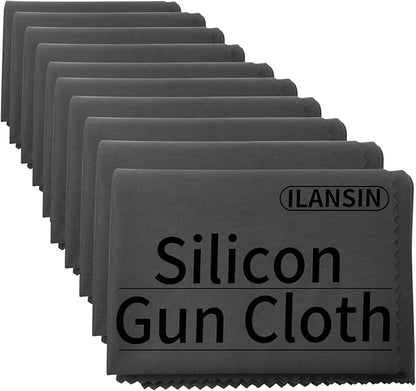 Silicon Gun Cloth 10Pack 12'' ×12'' Gun Cleaning Cloths Lint Free - Gun Cleaning Wipes with Silicon Gray Gun Cleaning Rags for Gun Cleaning/Polishing Silicon Rags